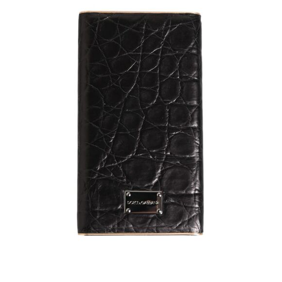 Dolce & Gabbana Black Leather Exotic Skin 3000mAh Power Bank Charger Men's USB